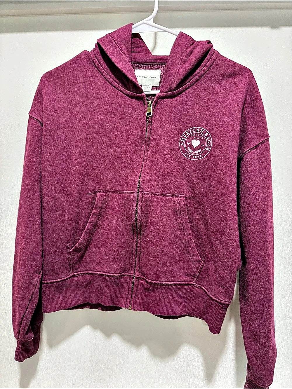American Eagle Peace & Love Club Full Zip Hoodie Pink